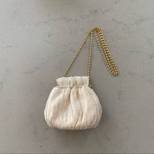 Satin pleated ivory white clutch wedding bridal